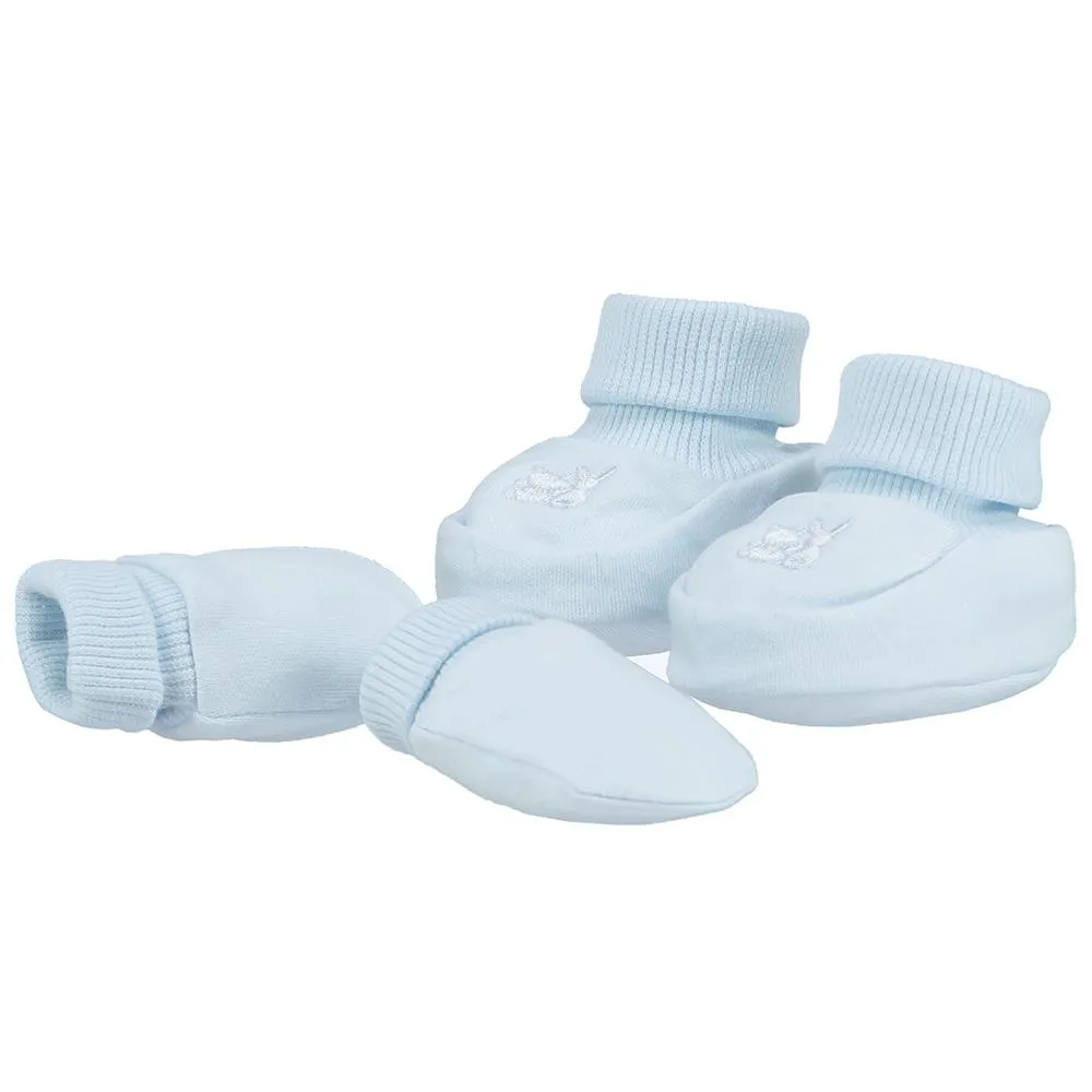 Emile et Rose 'Nox' Blue Hat, Mitts & Booties Gift Set