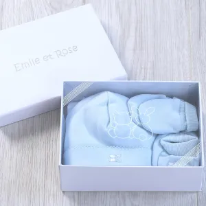 Emile et Rose 'Nox' Blue Hat, Mitts & Booties Gift Set