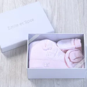 Emile et Rose 'Nox' Pink  Hat, Mitts & Booties Gift Set