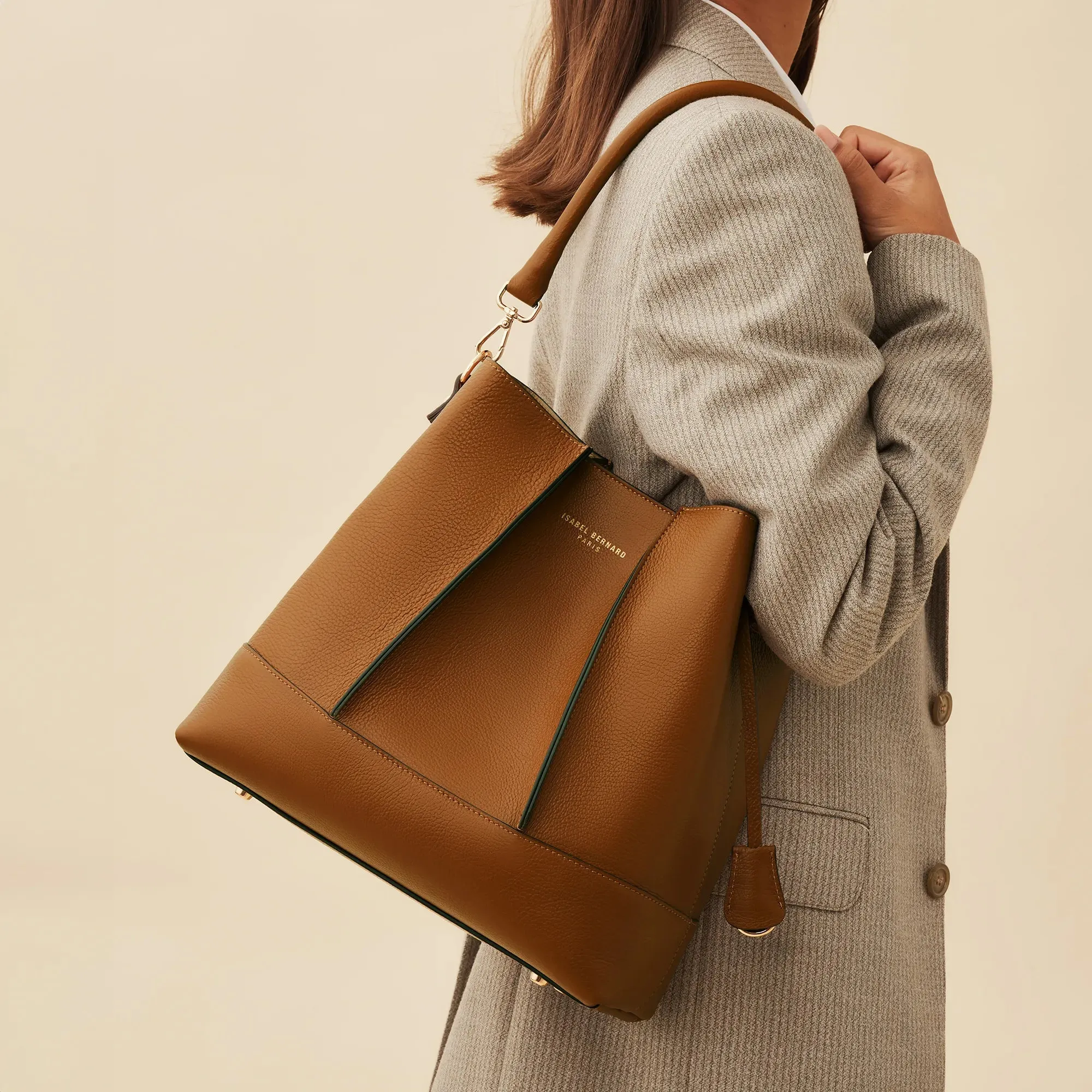 Femme Forte Macie cognac calfskin leather shoulder bag
