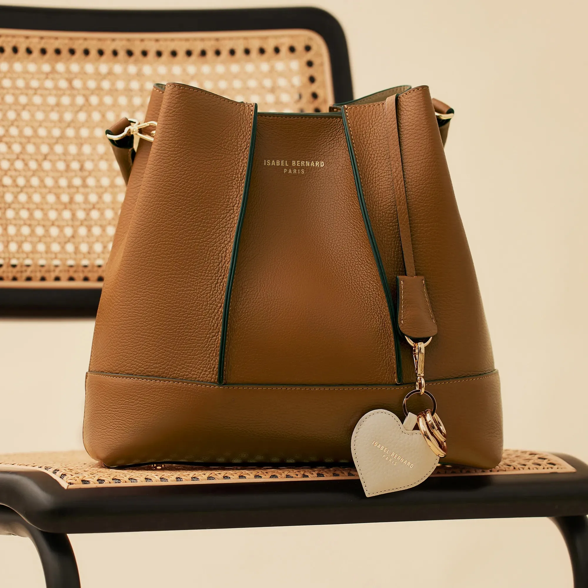 Femme Forte Macie cognac calfskin leather shoulder bag