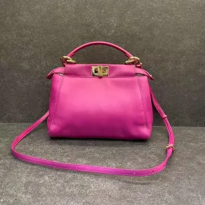Fendi Peekaboo Small Pink Leather Handbag