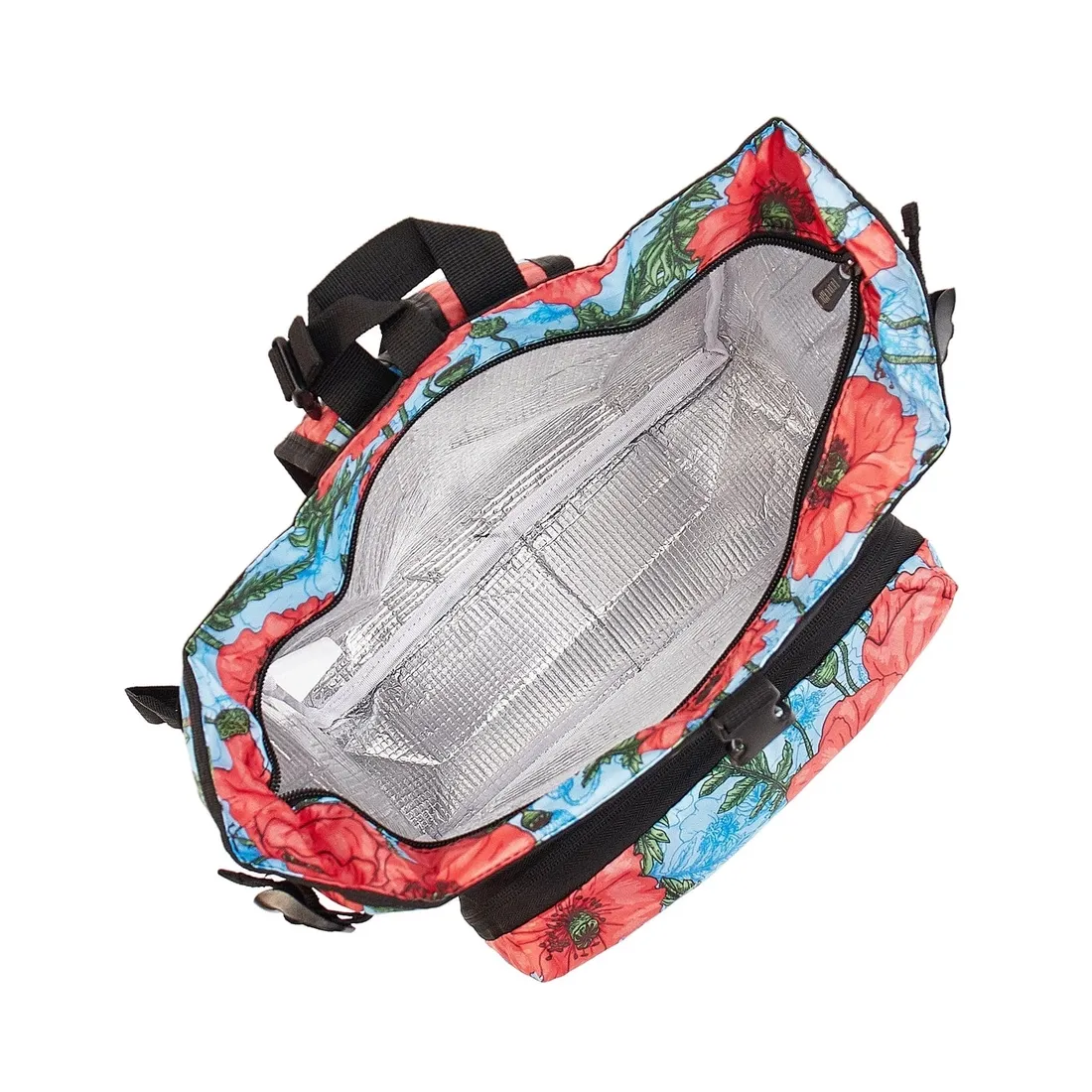 FINAL SALE - Lightweight Backpack Cooler - Poppies (Blue)