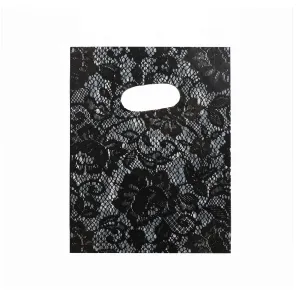 Gift Boutique Plastic Bag with Print 15x20cm Die Punch Handle 25Pack