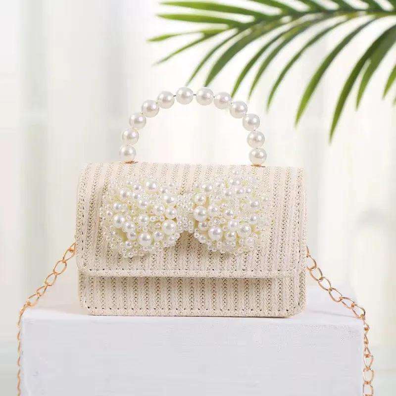 Girl's "Coco" Tweed Kids Handbag - Ivory