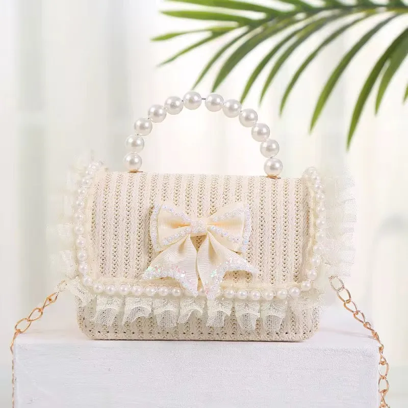 Girl's "Coco" Tweed Kids Handbag - Ivory