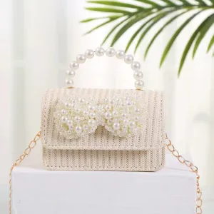 Girl's "Coco" Tweed Kids Handbag - Ivory