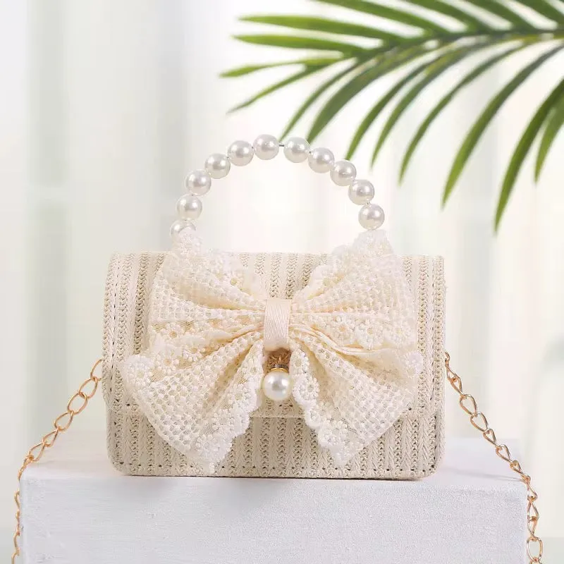 Girl's "Coco" Tweed Kids Handbag - Ivory