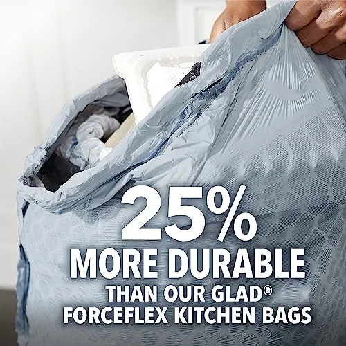 Glad ForceFlex MaxStrength with Clorox Tall Kitchen Drawstring Trash Bags, 13 Gallon Grey Trash Bags, Mountain Air Scent, 34 Count