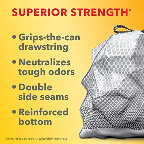 Glad Protection Series ForceFlex Plus Drawstring Mountain Air Odor Shield With Clorox 13 Gallon 1/90ct