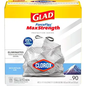 Glad Protection Series ForceFlex Plus Drawstring Mountain Air Odor Shield With Clorox 13 Gallon 1/90ct