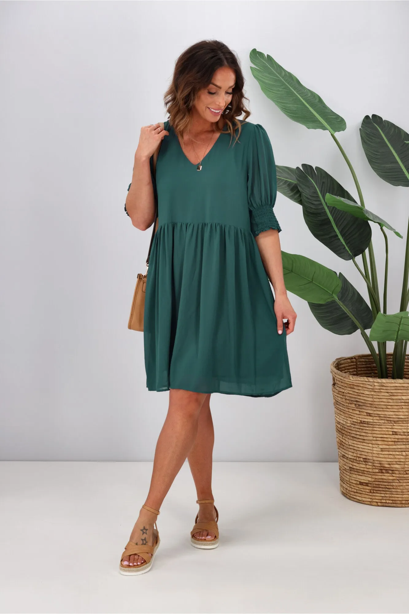 Gloss By Shine On Hallie Chiffon Dress Dusky Teal