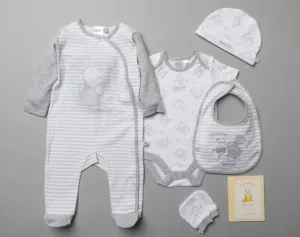 Grey Stripe Elephant 5pc Gift Set