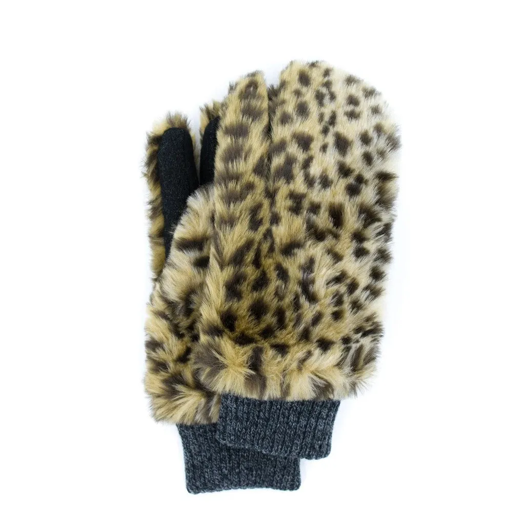 Grizzle Vegan Fur Gloves (Leopard)