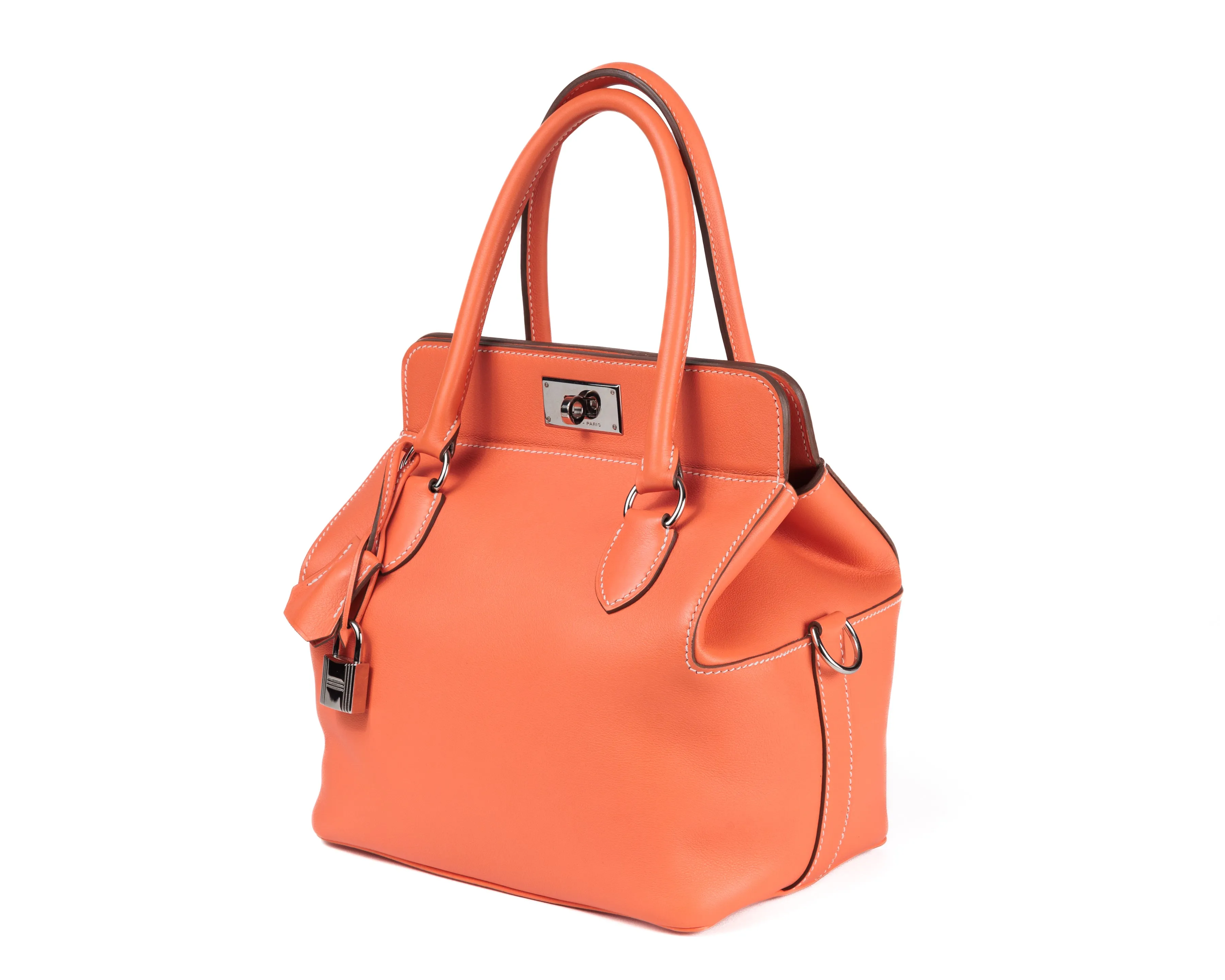 Hermes 20cm Mango Evercolor Toolbox Bag w/ Palladium Hardware