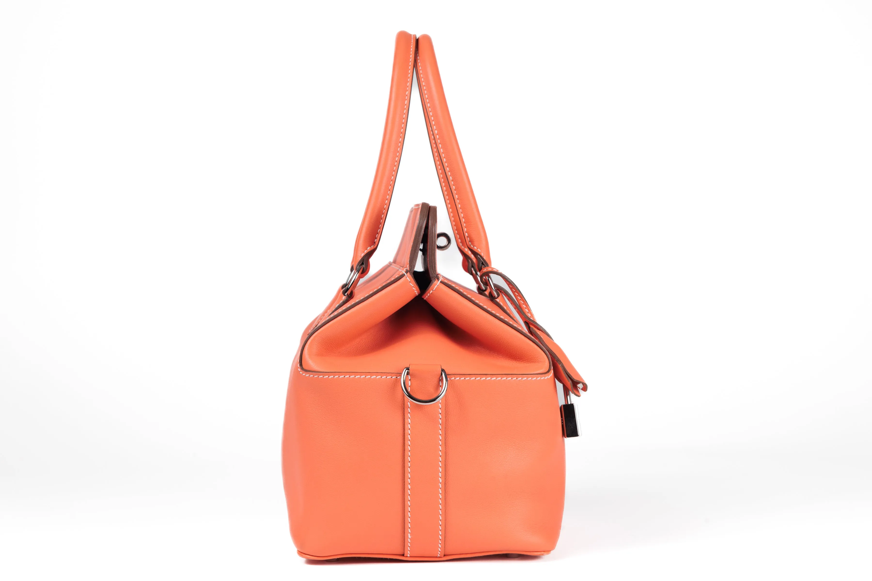 Hermes 20cm Mango Evercolor Toolbox Bag w/ Palladium Hardware