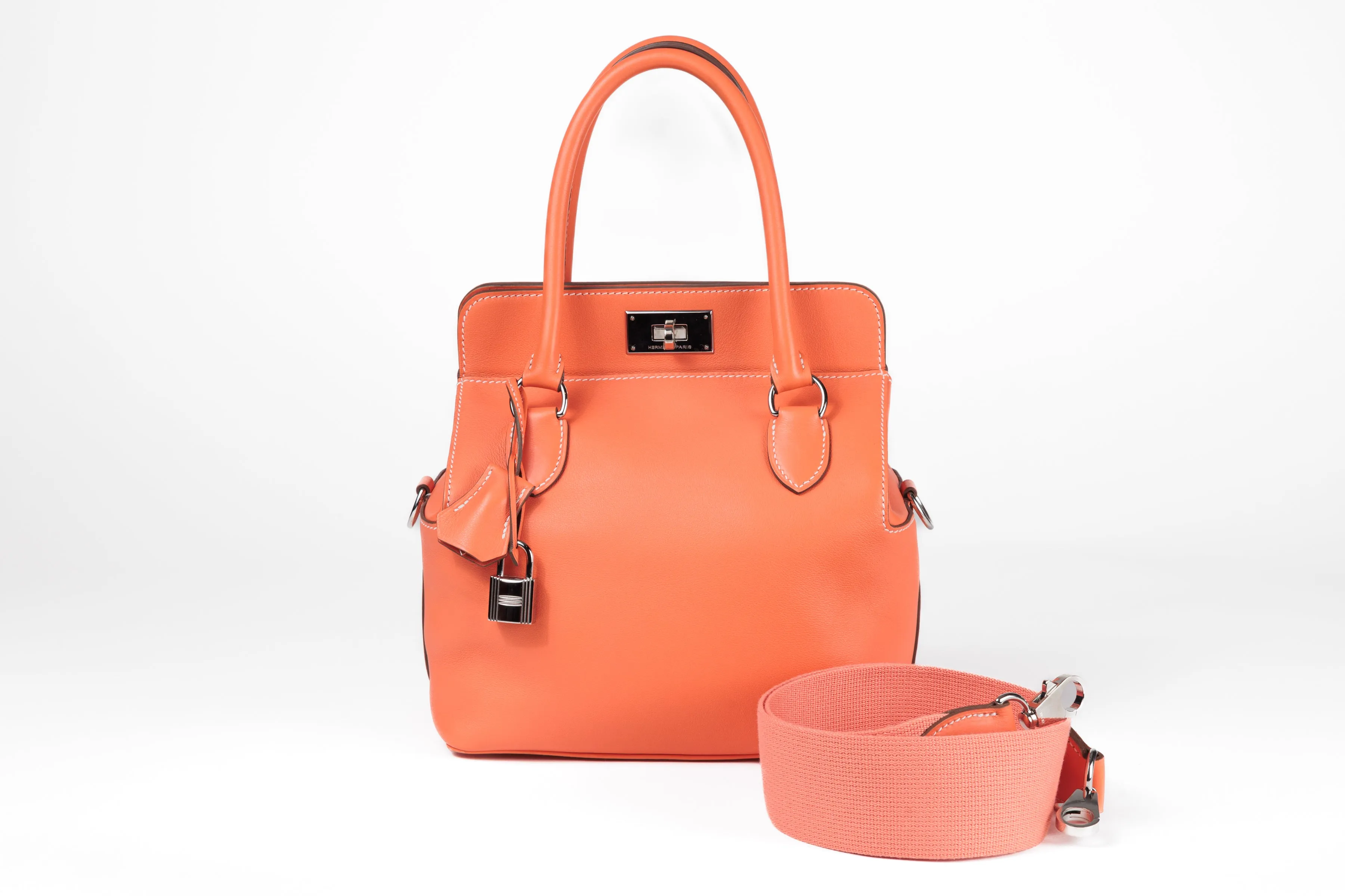 Hermes 20cm Mango Evercolor Toolbox Bag w/ Palladium Hardware