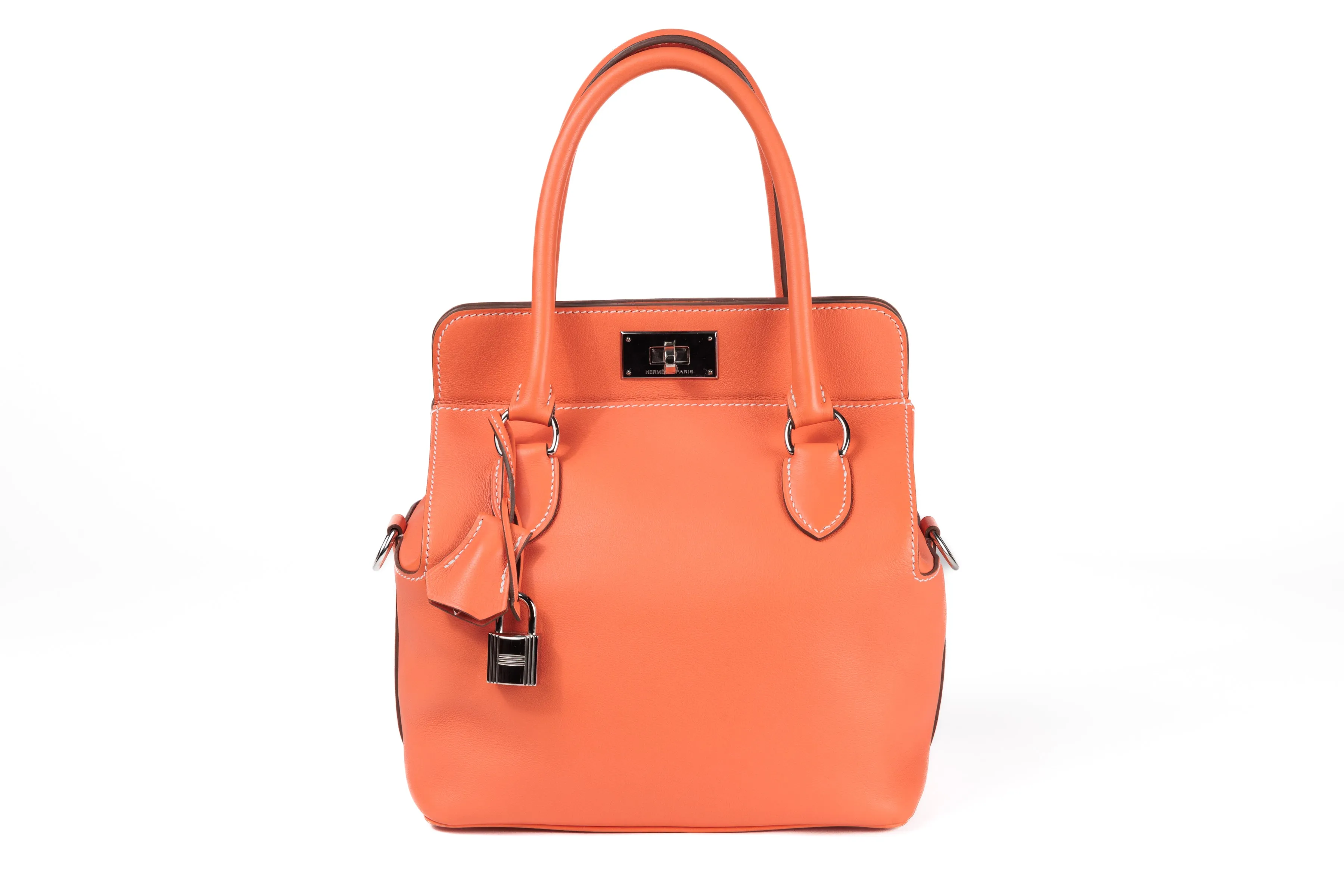 Hermes 20cm Mango Evercolor Toolbox Bag w/ Palladium Hardware