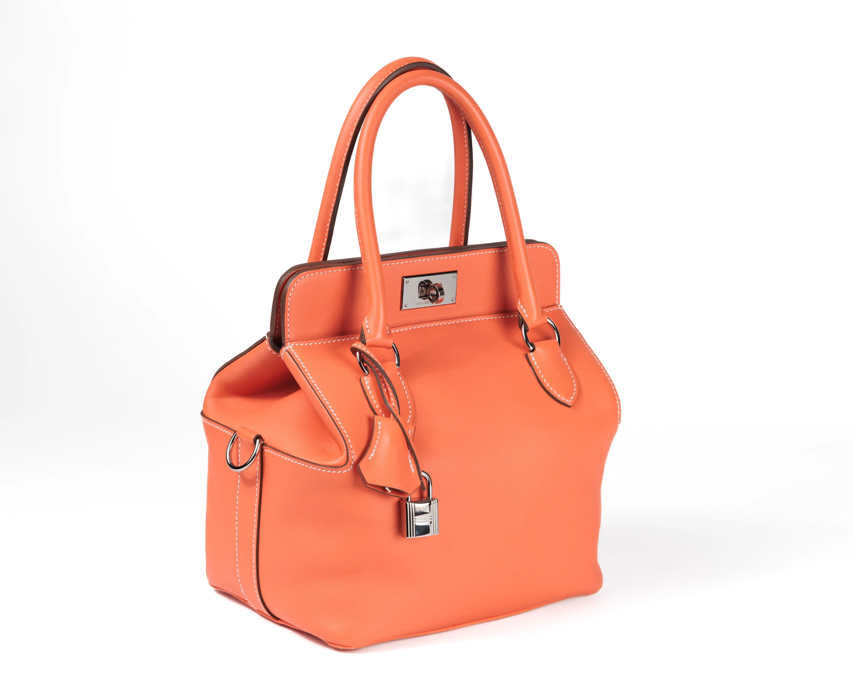 Hermes 20cm Mango Evercolor Toolbox Bag w/ Palladium Hardware