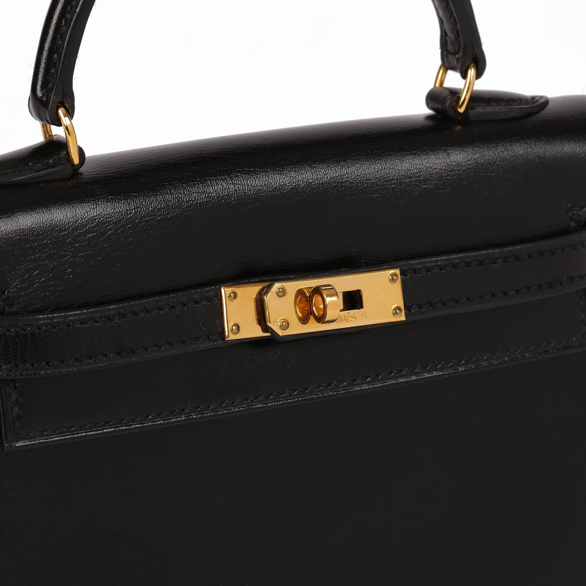 Hermes Black Box Calf Leather Vintage Kelly 15cm Sellier Shoulder Bag