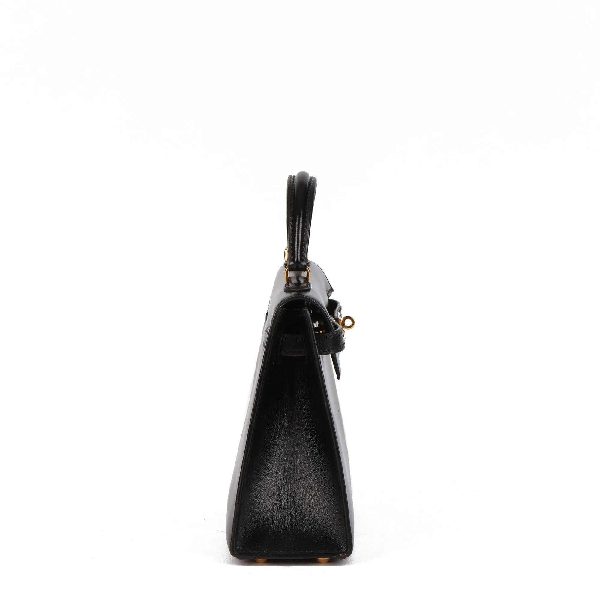Hermes Black Box Calf Leather Vintage Kelly 15cm Sellier Shoulder Bag