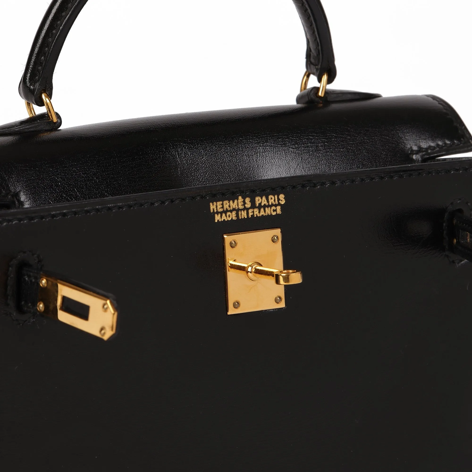 Hermes Black Box Calf Leather Vintage Kelly 15cm Sellier Shoulder Bag