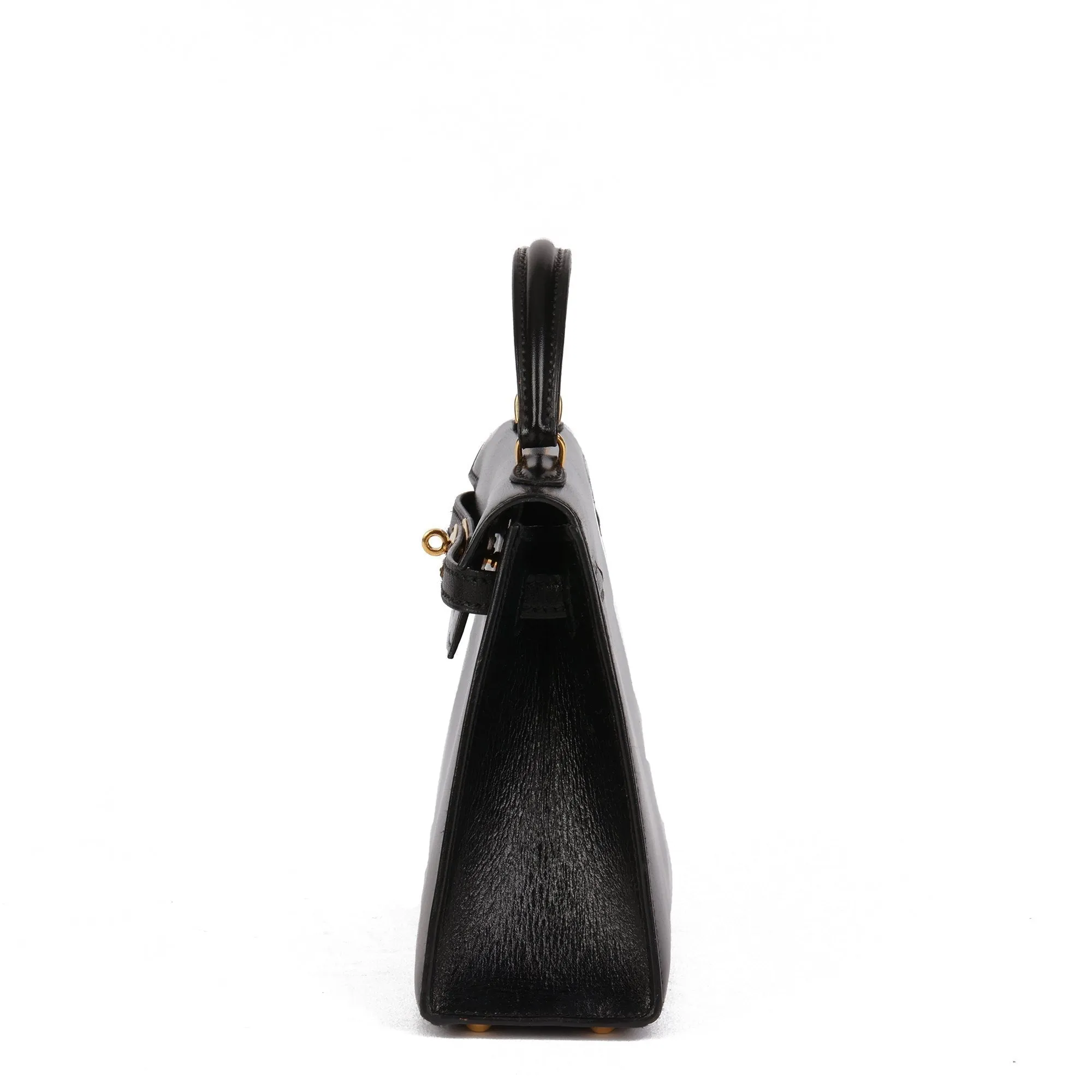 Hermes Black Box Calf Leather Vintage Kelly 15cm Sellier Shoulder Bag