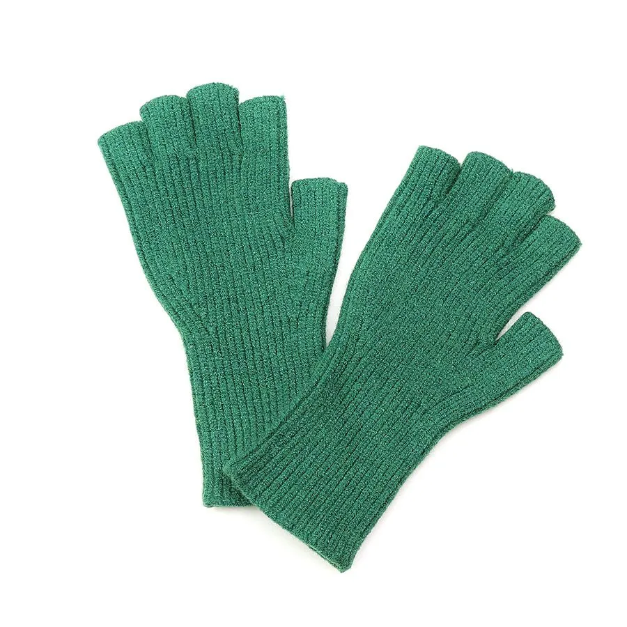 Jade Green Ribbed Fingerless Glove