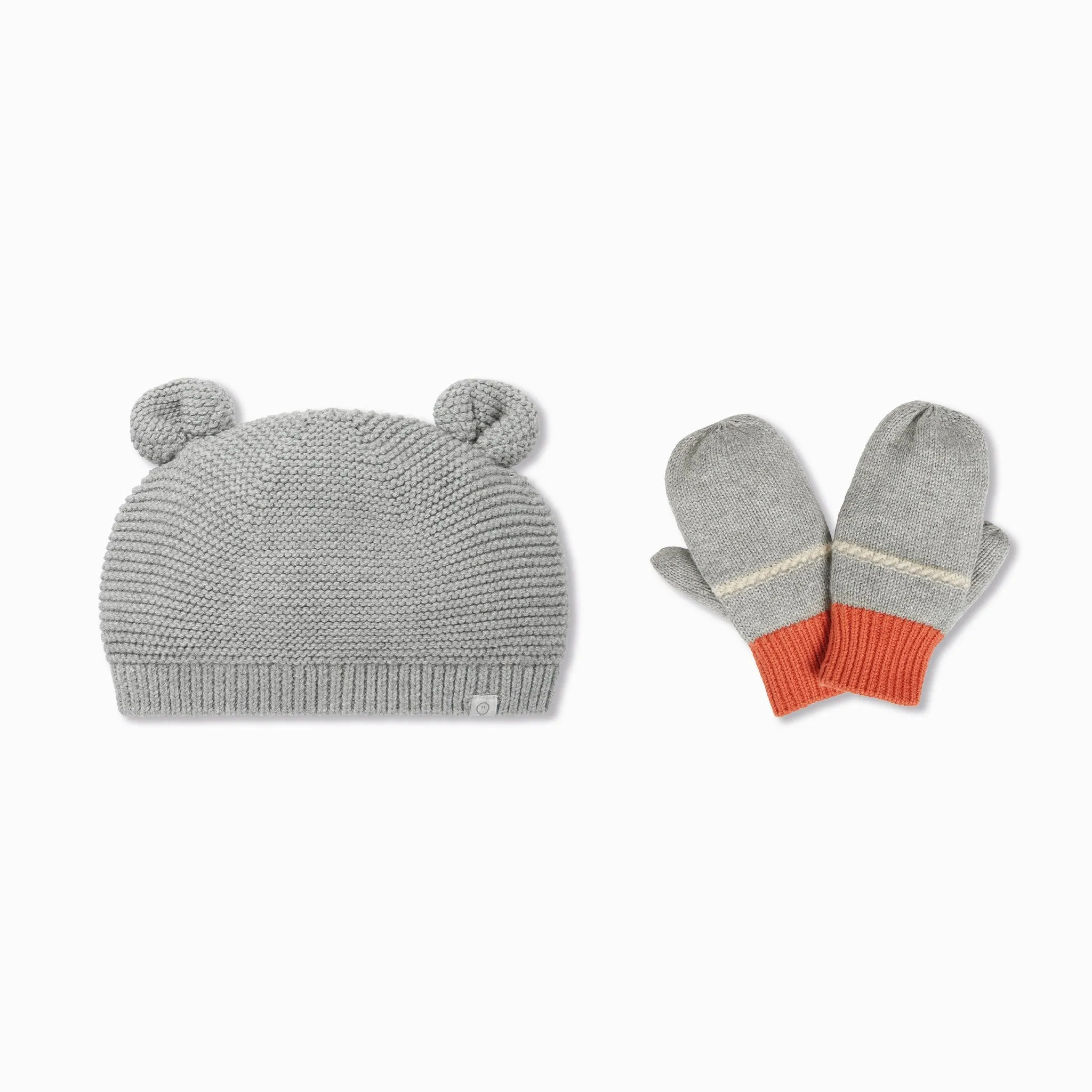 Knitted Baby Bear Hat & Mittens Set