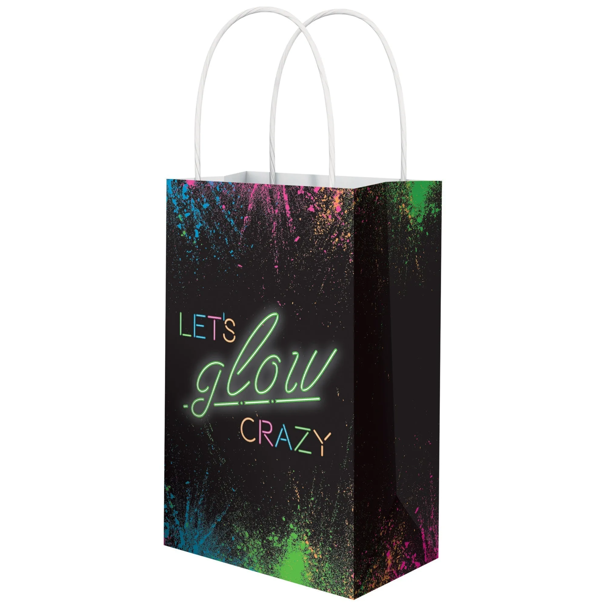 Let's Glow Crazy Printed Kraft Treat Paper Bags, 8 1/4 x 5 1/4 x 3 Inches, 8 Count