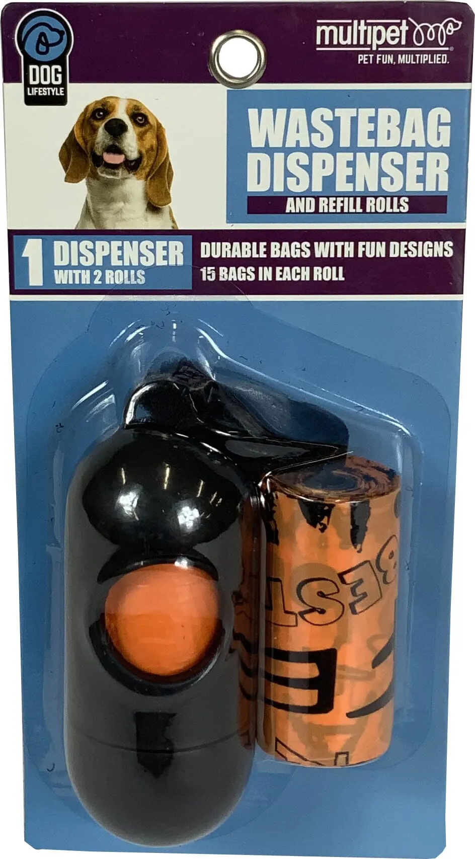 Multipet Word Print Waste Bags Holder with 2 Rolls Dog Wastebags
