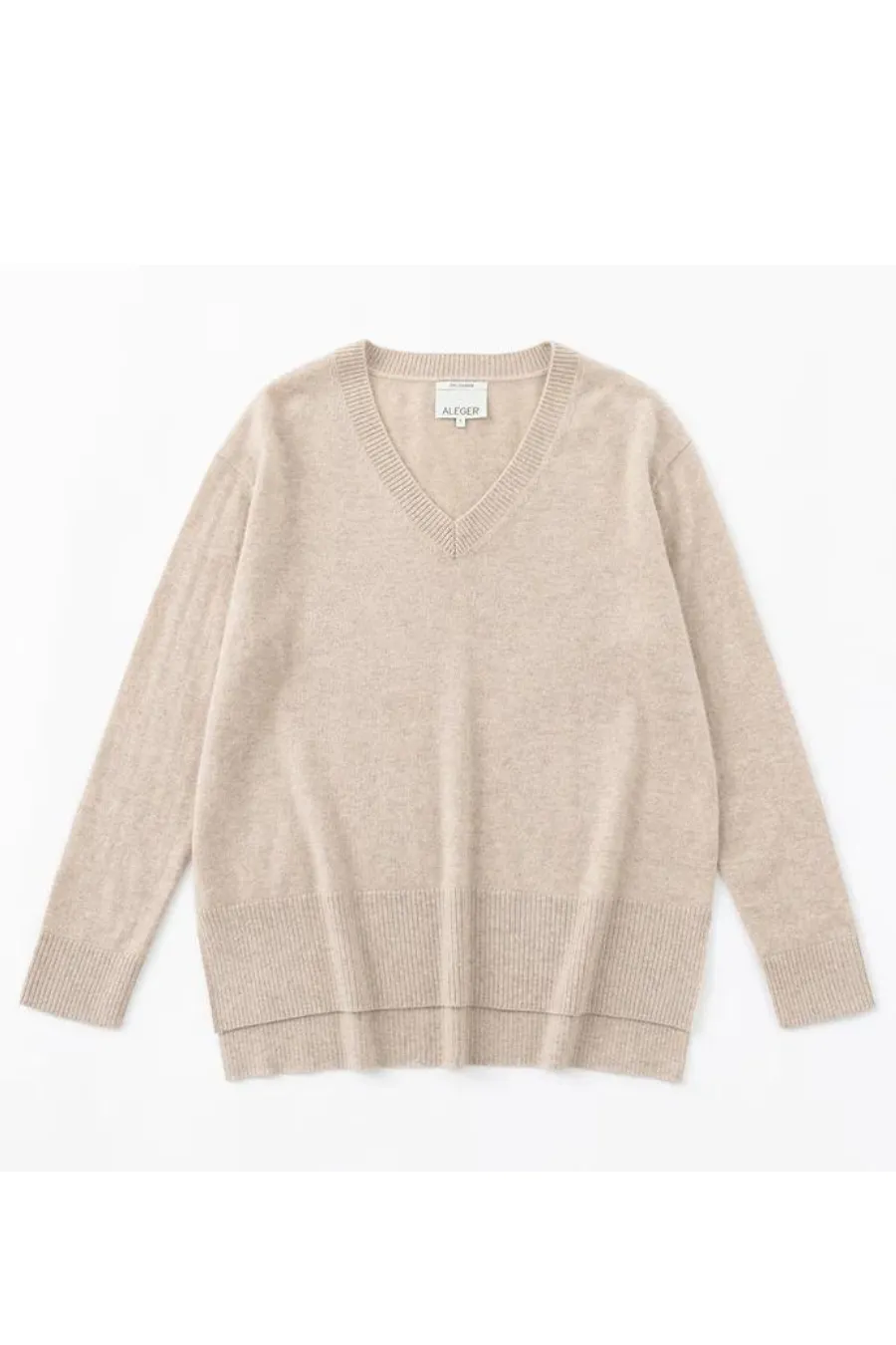 N.21 100% Cashmere Oversized High Low V Neck Champagne