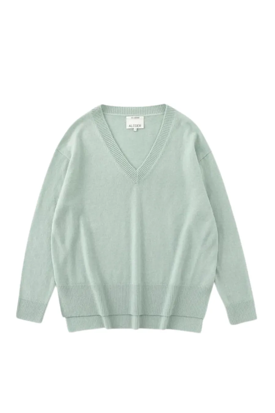 N.21 100% Cashmere Oversized High Low V Neck Light Moss