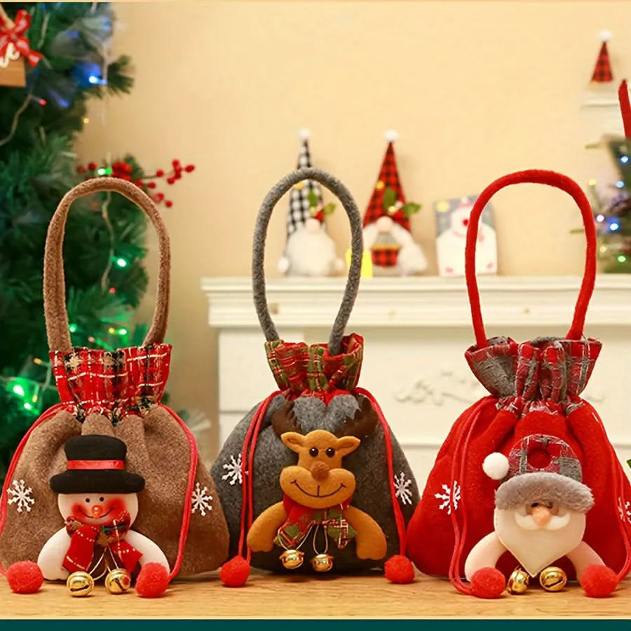 Pack of 3 Christmas Gift Tote Bags Set