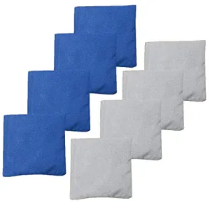 Punchau Corn Filled Cornhole Bean Bags - Set of 8 Bags for Corn Hole Toss Game - Regulation Size & Weight - 4 Royal Blue and 4 Gray