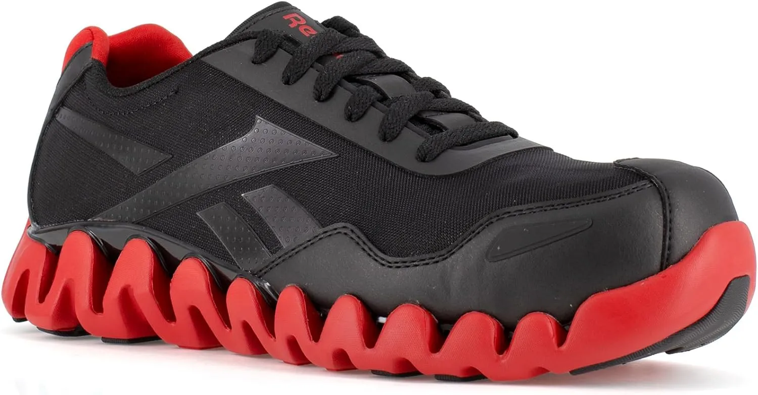 Reebok Men's Rb3016 Zig Pulse Work Safety Composite Toe Shoe Black and Red