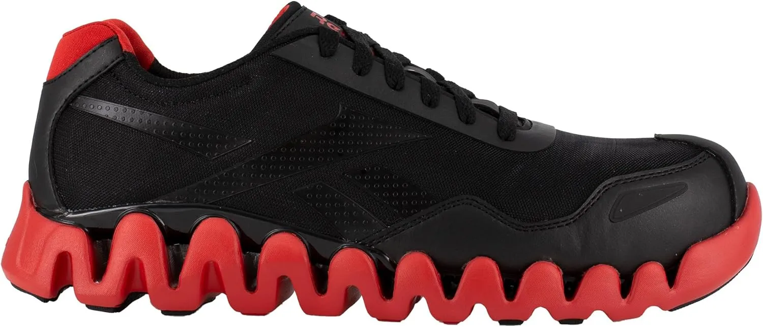 Reebok Men's Rb3016 Zig Pulse Work Safety Composite Toe Shoe Black and Red