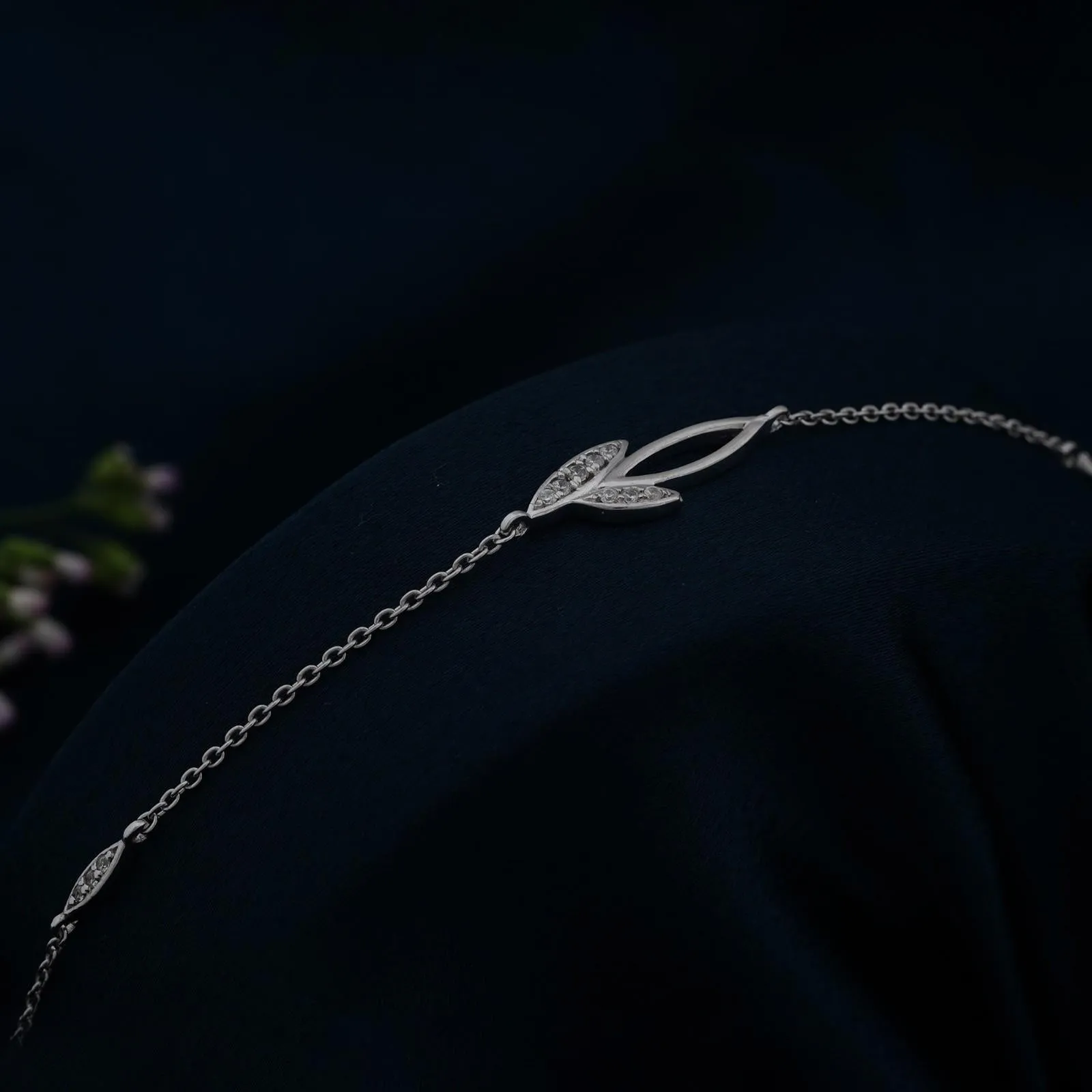 Silver Leaves Layered Anklet