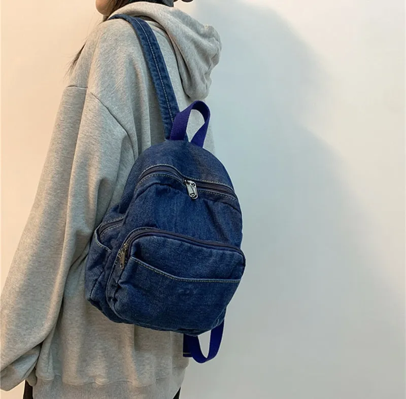Sohiwoo Casual Large Denim Backpack