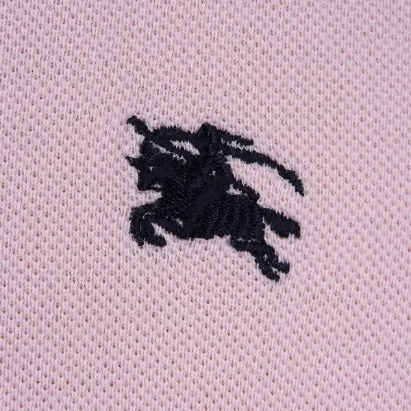 Trendy Inspired Burberry Logo Embroidered Polo Shirt Pink