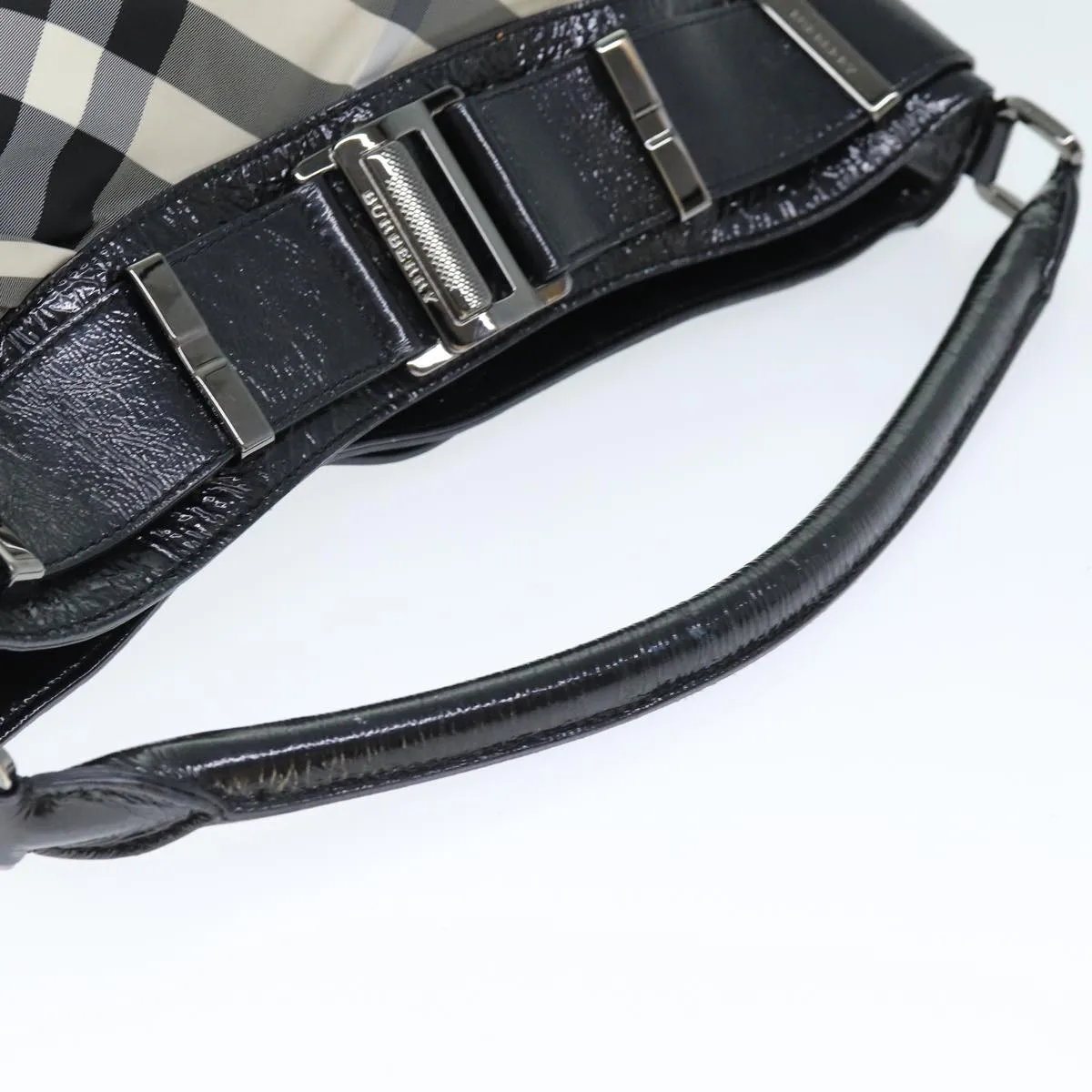 Trendy Inspired Burberry Nova Check Shoulder Bag Nylon Gray Auth 75142