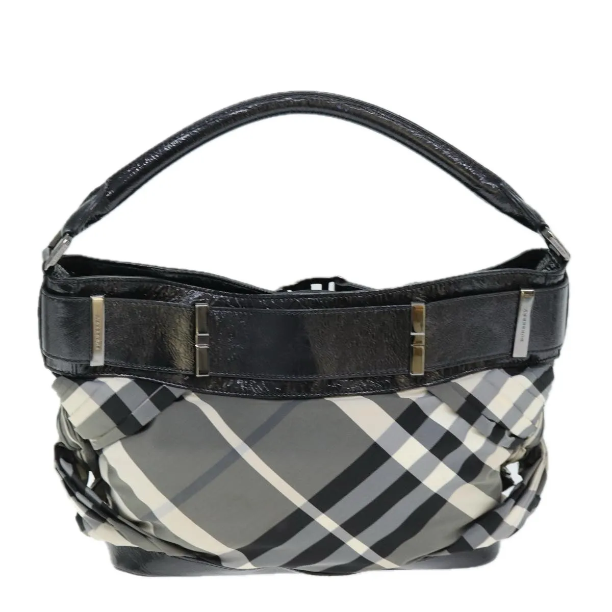 Trendy Inspired Burberry Nova Check Shoulder Bag Nylon Gray Auth 75142