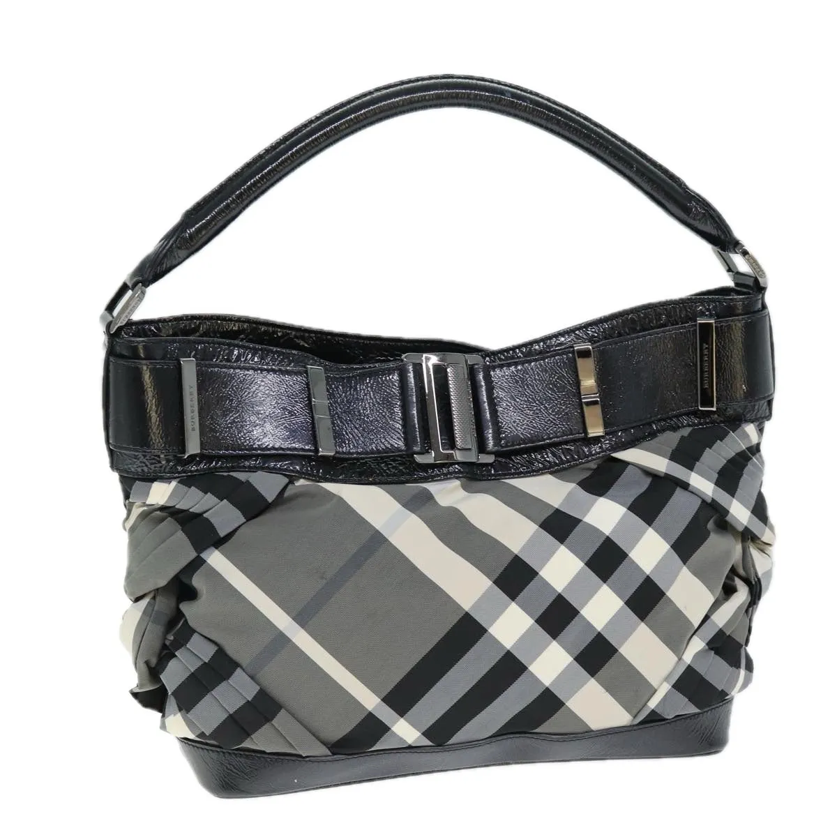 Trendy Inspired Burberry Nova Check Shoulder Bag Nylon Gray Auth 75142