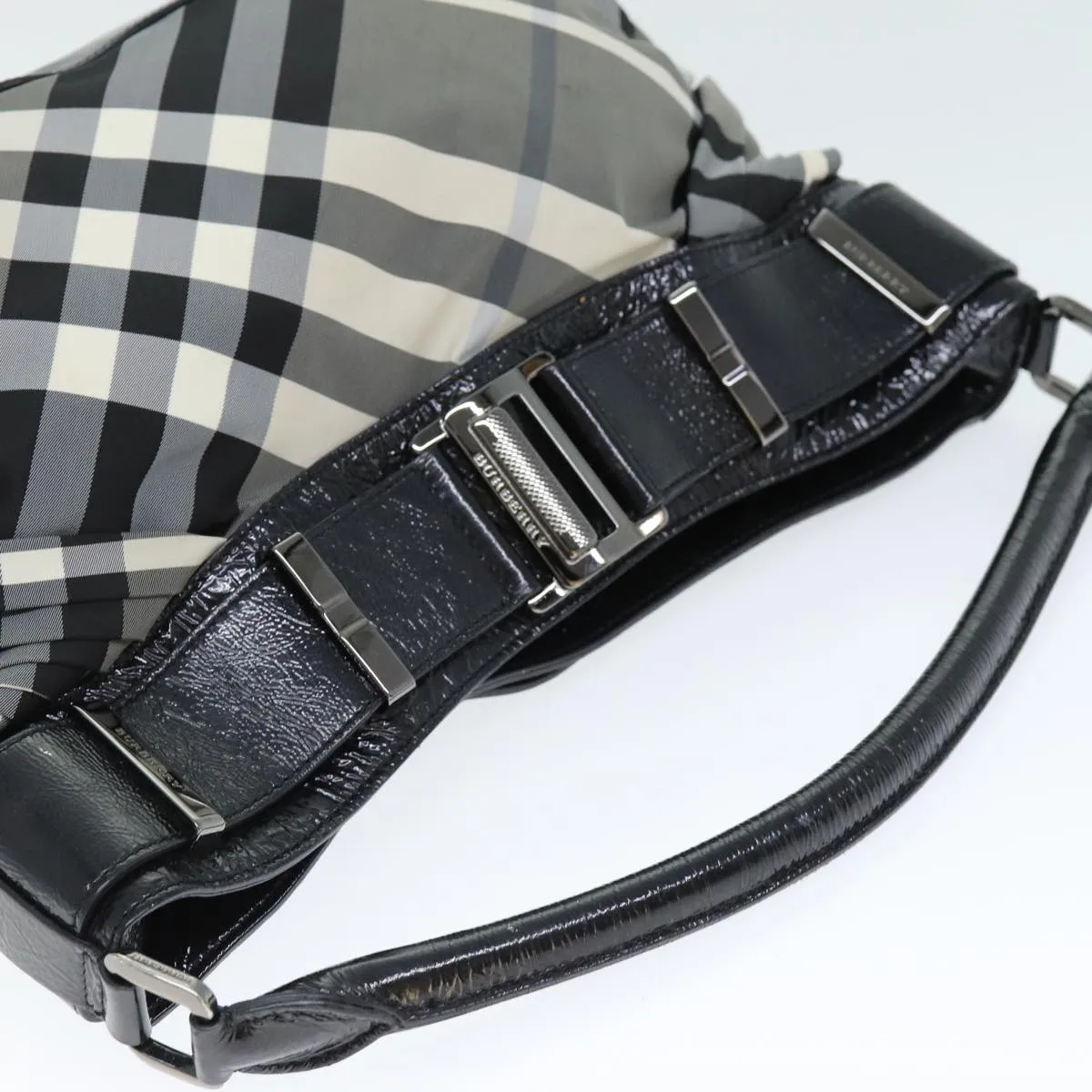 Trendy Inspired Burberry Nova Check Shoulder Bag Nylon Gray Auth 75142