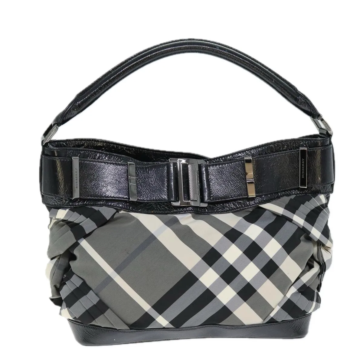 Trendy Inspired Burberry Nova Check Shoulder Bag Nylon Gray Auth 75142