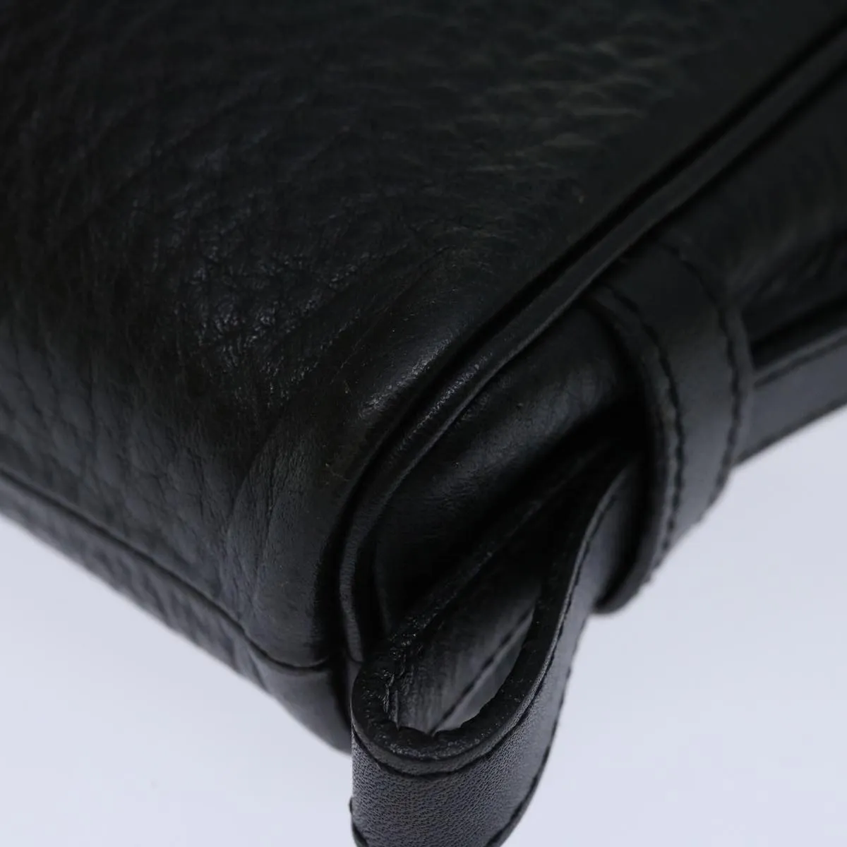 Trendy Inspired Burberryss Clutch Bag Leather Black Auth Yk11126