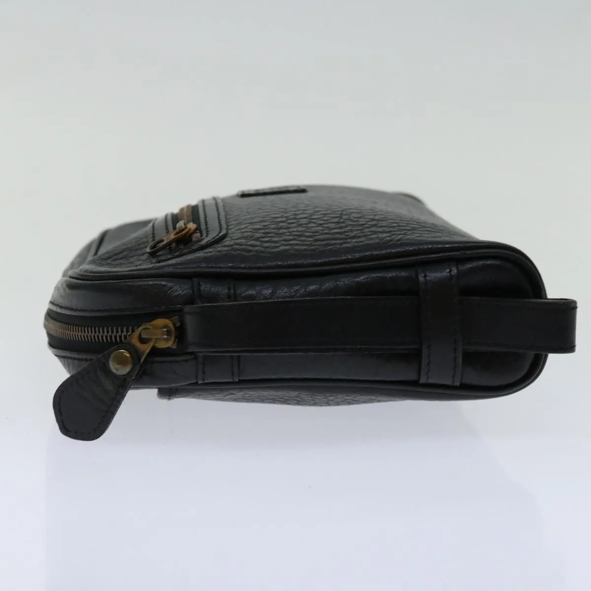 Trendy Inspired Burberryss Clutch Bag Leather Black Auth Yk11126