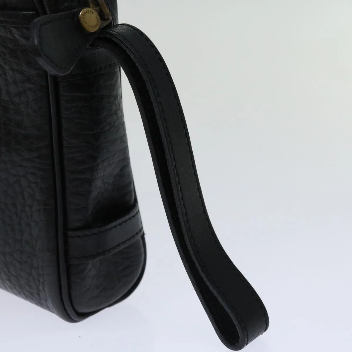Trendy Inspired Burberryss Clutch Bag Leather Black Auth Yk11126