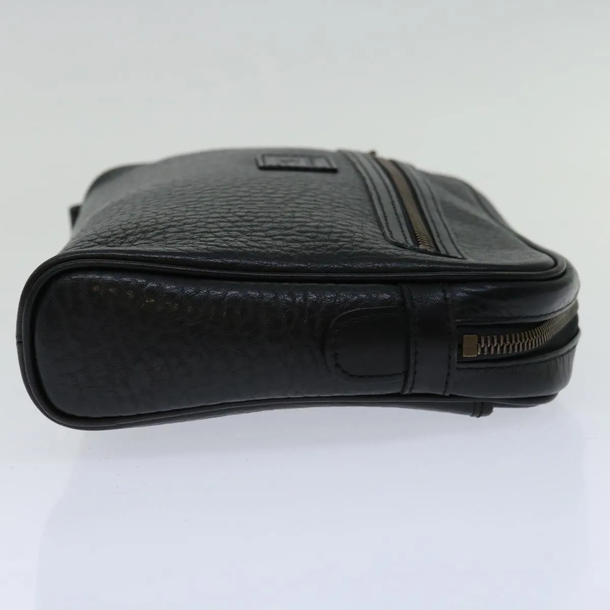 Trendy Inspired Burberryss Clutch Bag Leather Black Auth Yk11126