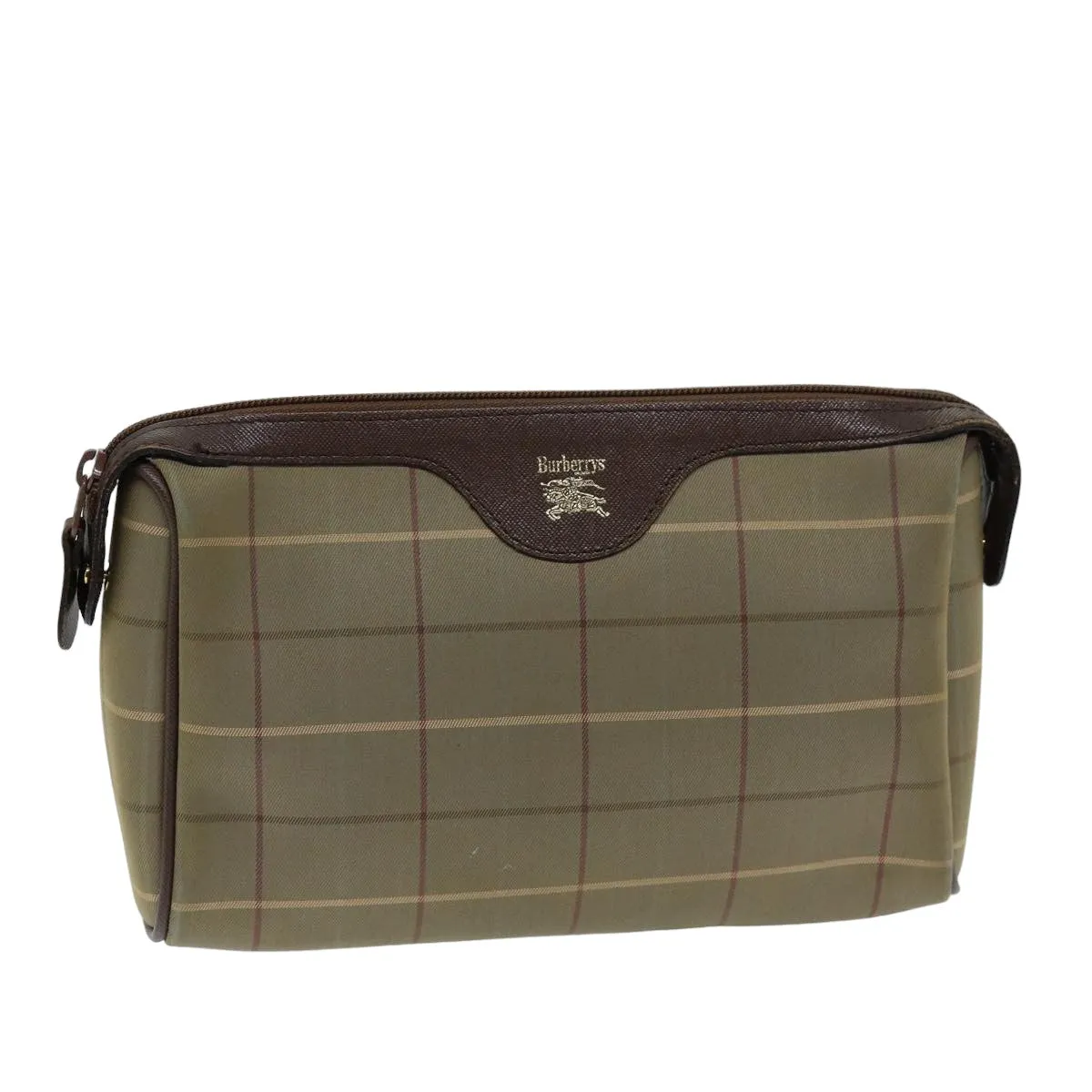 Trendy Inspired Burberryss Nova Check Clutch Bag Canvas Beige Auth Bs14803
